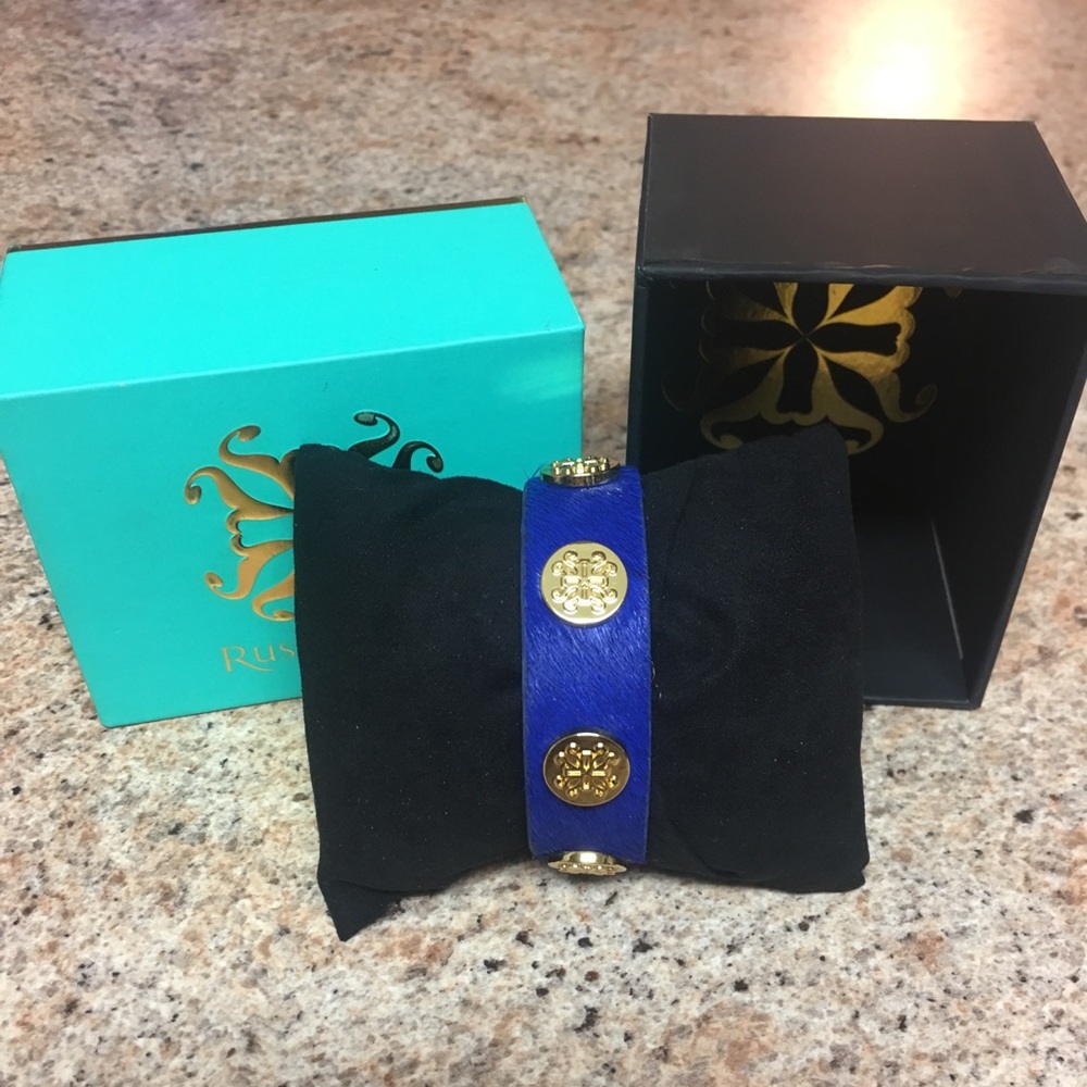 Rustic Cuff Meagan Calfskin Blue Bracelet